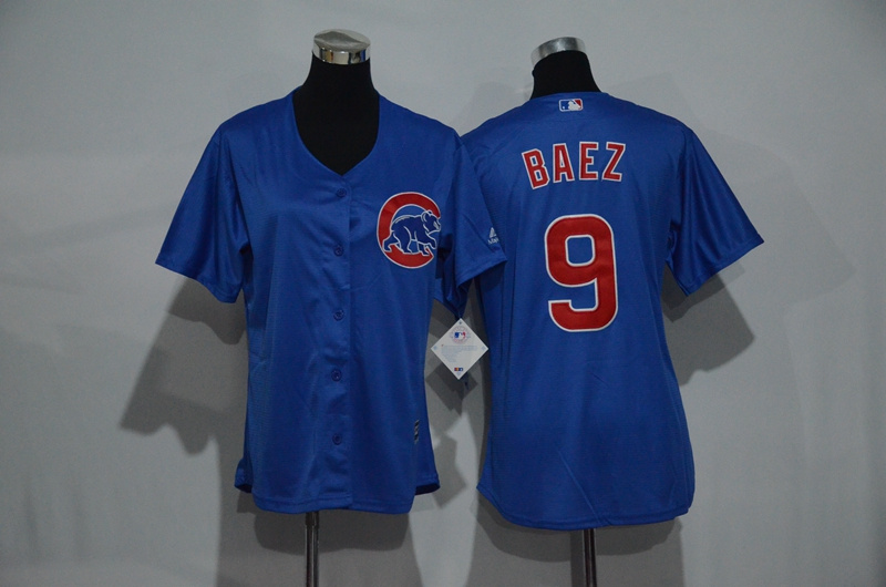 Womens 2017 MLB Chicago Cubs #9 Baez Blue Jerseys->women mlb jersey->Women Jersey